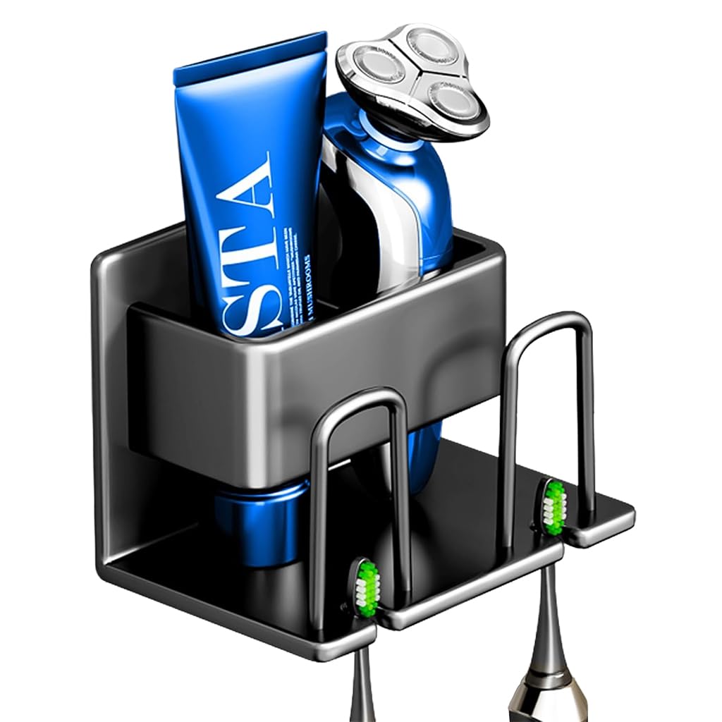 HASTHIP Bathroom Toothbrush Holder Dual Slot Toothbrush Rack Bathroom Organiser Self Adhesive Aluminum Metal Toothbrush Holder Organzier Rack Modern Bathroom Wall Mounted Shaver Holder HASTHIP Bathroom Toothbrush Holder Dual Slot Toothbrush Rack Bathroom Organiser Self Adhesive Aluminum Metal Toothbrush Holder Organzier Rack Modern Bathroom Wall Mounted Shaver Holder